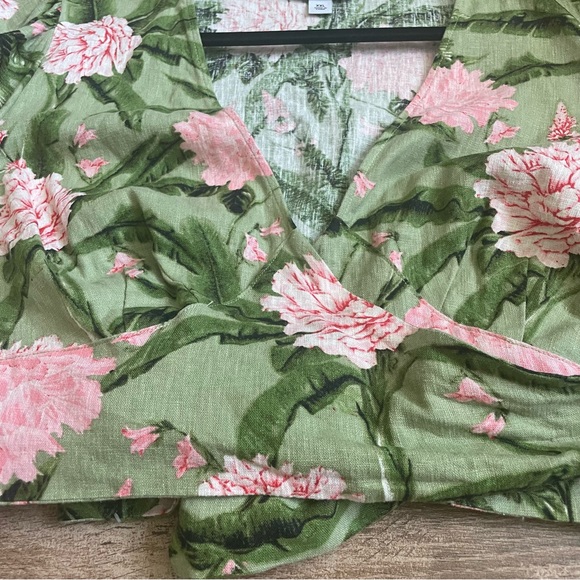 Final Price Agua Bendita x Target Linen Blend Floral Tropical Wrap Crop Top XXL - Picture 4 of 10